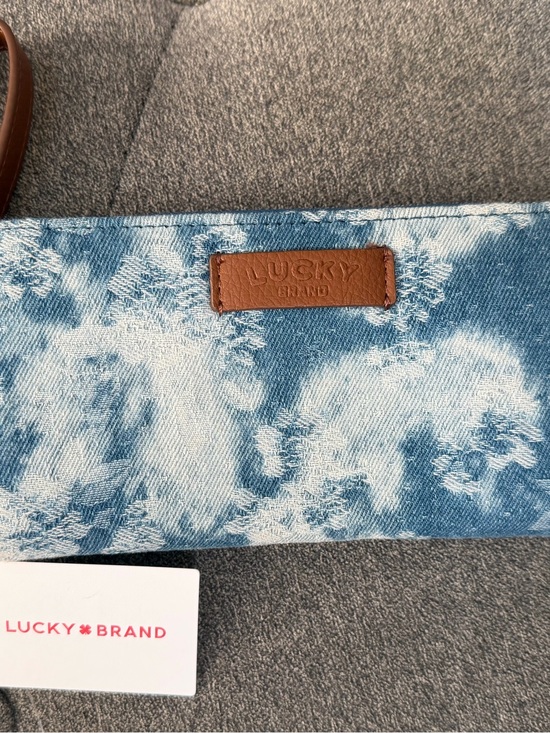 Lucky Brand Handbags - Lucky Brand Light Blue Tie-Dye Denim wallet with Brown Leather Patch